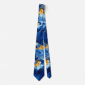 Blauwe Rozen Bloemen Fotopatroon Elegant Stropdas (Voorkant)