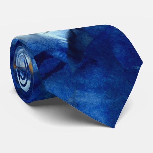 Blauwe Rozen Bloemen Fotopatroon Elegant Stropdas (Opgerold)