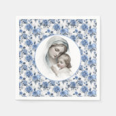 Blauwe Rozen Bloemen Maria en Kind Jezus Servet (Voorkant)