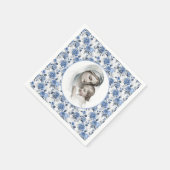 Blauwe Rozen Bloemen Maria en Kind Jezus Servet (Hoek)