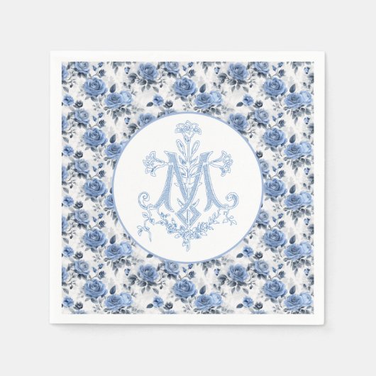 Blauwe Rozen Bloemen Marian Cross Religious Mary Servet (Voorkant)