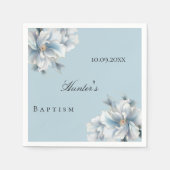 Blauwe rozen bloemen sierlijke jongensdoop servet (Voorkant)