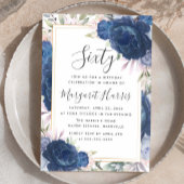 Blauwe Rozen Bloemengoud Lijst 60ste Verjaardag Kaart