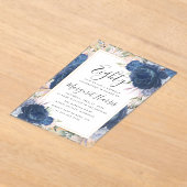 Blauwe Rozen Bloemengoud Lijst 80ste tachtigjarig Acryl Uitnodigingen (Laagn)