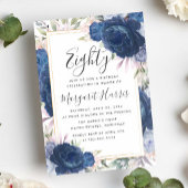 Blauwe Rozen Bloemengoud Lijst 80ste tachtigjarig Kaart