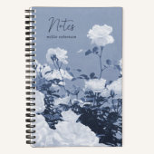 Blauwe Rozen Bloementuin Aangepaste Spiraal Notebo Notitieboek (Voorkant)