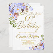 Blauwe Rozen Bloemenverrassing 60ste Verjaardagsfe Kaart (Voorkant / Achterkant)