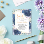 Blauwe Rozen Bloemenzoet Zestien 16 Verjaardag Acryl Uitnodigingen (Insitu (Huwelijk))