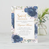 Blauwe Rozen Bloemenzoet Zestien 16 Verjaardag Kaart (Staand voorkant)