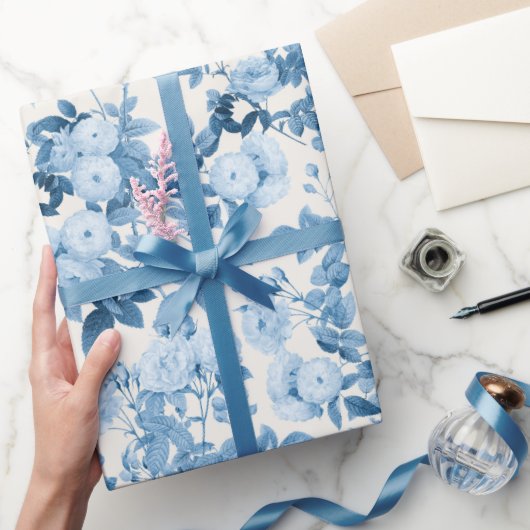 Blauwe Rozen  Botanische Tuin Cadeaupapier (Geschenken)