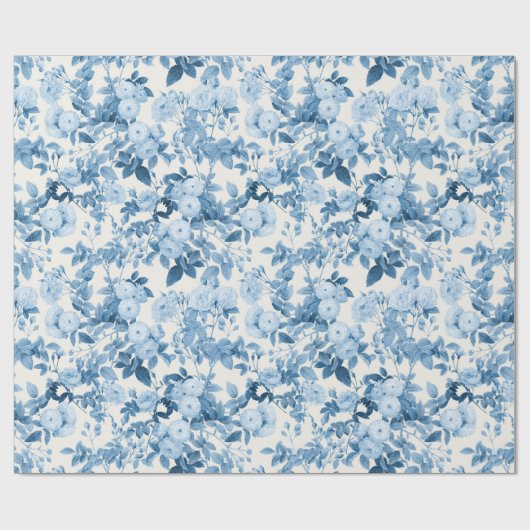 Blauwe Rozen  Botanische Tuin Cadeaupapier (Vlak)