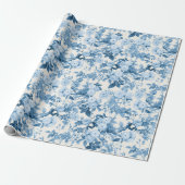 Blauwe Rozen  Botanische Tuin Cadeaupapier (Uitgerold)