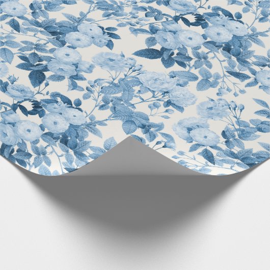 Blauwe Rozen  Botanische Tuin Cadeaupapier (Hoek)