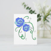 Blauwe Rozen Briefkaart (Staand voorkant)
