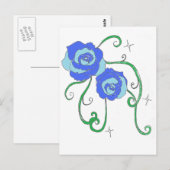 Blauwe Rozen Briefkaart (Voorkant / Achterkant)