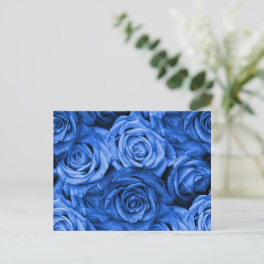 Blauwe Rozen Briefkaart (Staand voorkant)