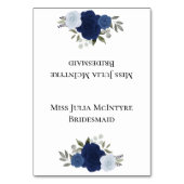 Blauwe Rozen Bruiloft DIY Vouw Plaats Kaart w / Ti (Voorkant)