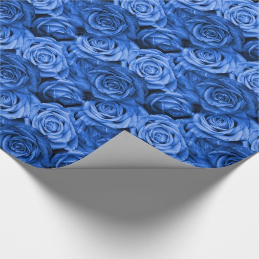 Blauwe Rozen Cadeaupapier (Hoek)