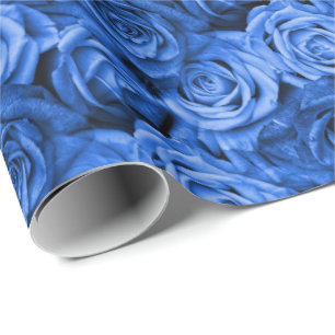 Blauwe Rozen Cadeaupapier