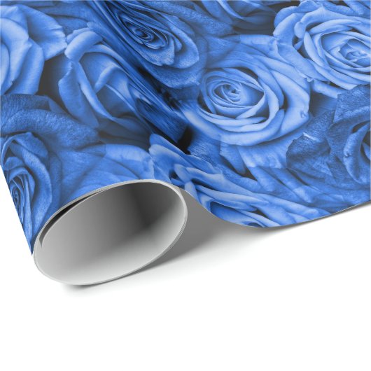 Blauwe Rozen Cadeaupapier (Rol Hoek)