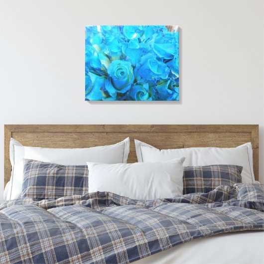 Blauwe Rozen Canvas Afdruk (Insitu (Slaapkamer))