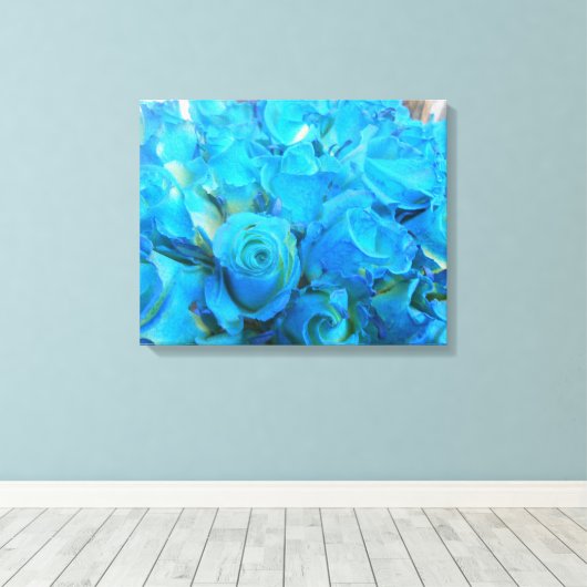 Blauwe Rozen Canvas Afdruk (Insitu (Houten vloer))