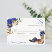 Blauwe Rozen  Charro Westerne Quinceanera RSVP (Staand voorkant)