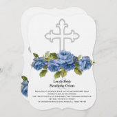 Blauwe Rozen Christelijke bruiloft Kaart (Voorkant / Achterkant)