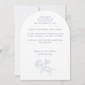 Blauwe Rozen Crest Monogrammen Kaart (Achterkant)