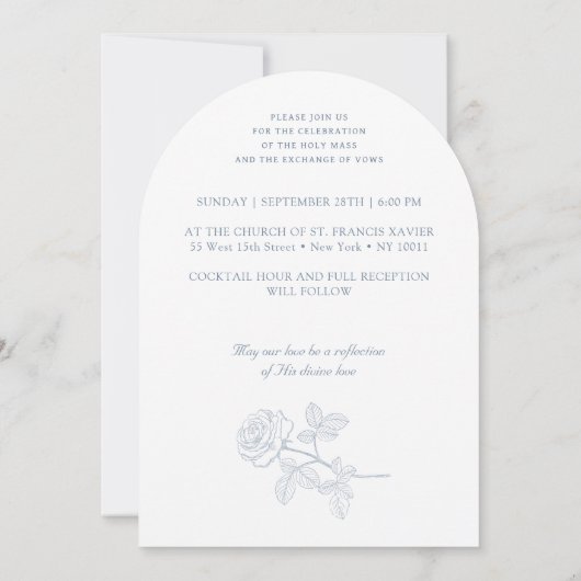 Blauwe Rozen Crest Monogrammen Kaart (Achterkant)