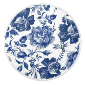 Blauwe rozen deur/lade pullen keramische knop (Voorkant)
