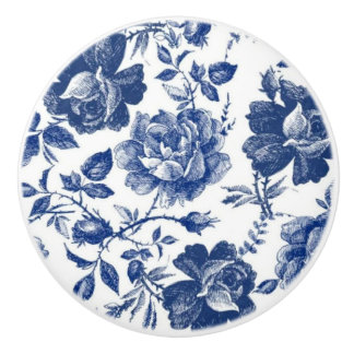 Blauwe rozen deur/lade pullen keramische knop