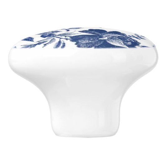 Blauwe rozen deur/lade pullen keramische knop (Zijkant)