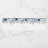 Blauwe rozen Doop Waterfles Etiket (Enkel label)