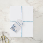 Blauwe Rozen Dragonfly Baby shower Cadeaulabel (Met Touw)