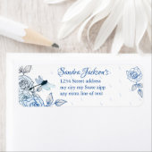 Blauwe Rozen Dragonfly Baby shower Etiket (Insitu)