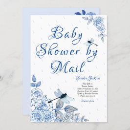 Blauwe Rozen Dragonfly Baby shower Kaart