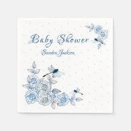 Blauwe Rozen Dragonfly Baby shower Servet
