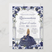 Blauwe Rozen Elegant Charro Princess Quinceanera Kaart (Voorkant)
