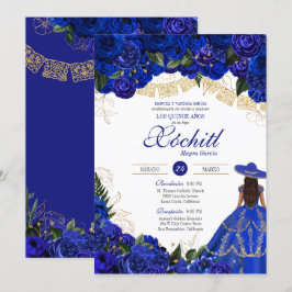 Blauwe Rozen Elegant Charro Quinceanera Kaart