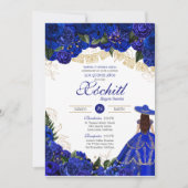 Blauwe Rozen Elegant Charro Quinceanera Kaart (Voorkant)