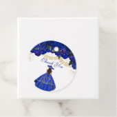 Blauwe Rozen Elegant Floral Charro Quinceanera Bedankjes Labels (In situ)