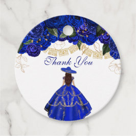 Blauwe Rozen Elegant Floral Charro Quinceanera Fav Bedankjes Labels