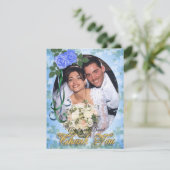 Blauwe Rozen elegant Hartelijk dank RSVP Kaartje (Staand voorkant)