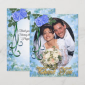 Blauwe Rozen elegant Hartelijk dank RSVP Kaartje (Voorkant / Achterkant)