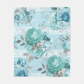 Blauwe Rozen Elegant Lace Fleece Deken (Voorkant)