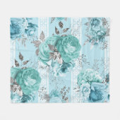 Blauwe Rozen Elegant Lace Fleece Deken (Voorkant (Horizontaal))