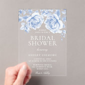  Blauwe Rozen Elegant Vrijgezellenfeest Acryl Uitnodigingen (Insitu (Draagbaar))