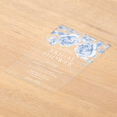  Blauwe Rozen Elegant Vrijgezellenfeest Acryl Uitnodigingen (Laagn)