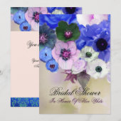 BLAUWE ROZEN EN ANEMOON BLOEMEN BRUIDSSLUIER KAART (Voorkant / Achterkant)